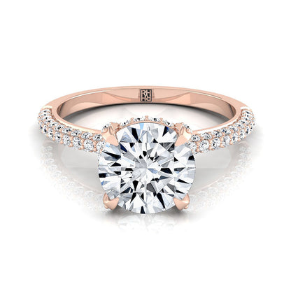 Round Brilliant, Diamond Encrusted Claw Triple Pavé, in 14K Rose Gold, prong setting | RockHer