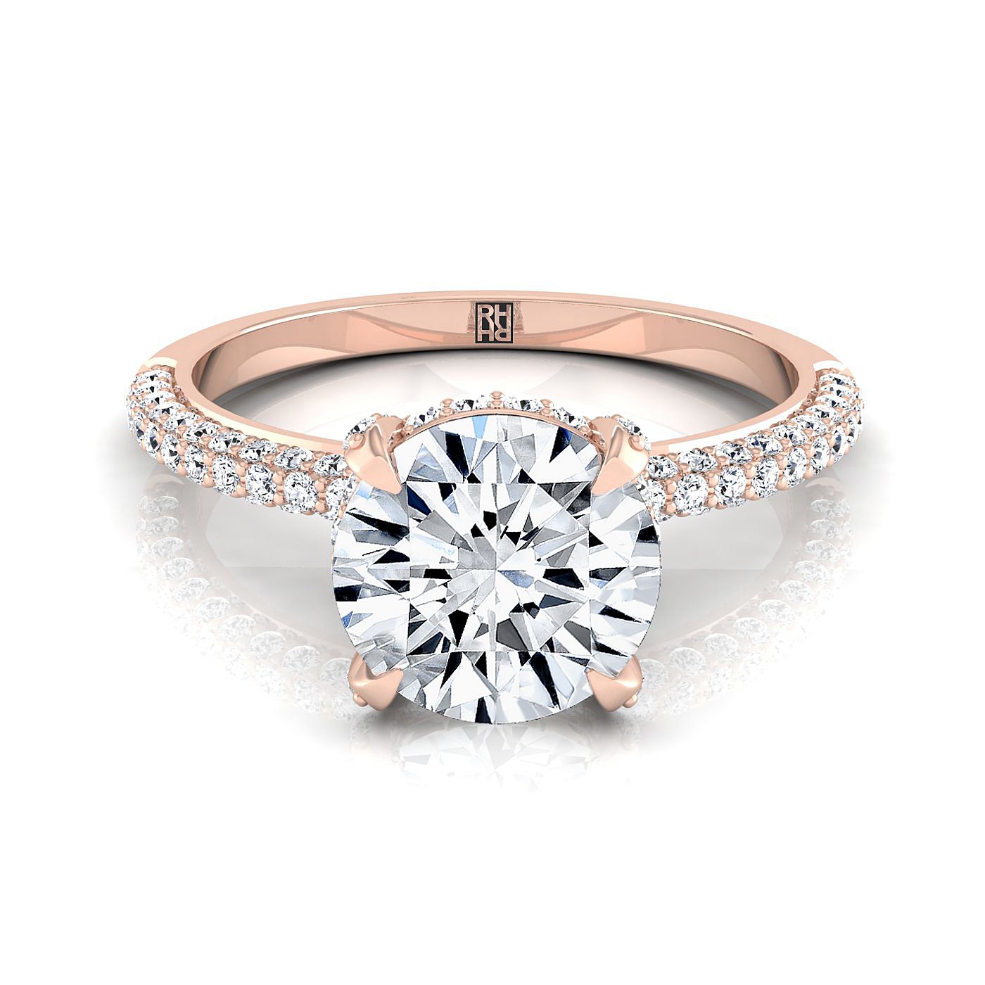 The Tina Select Pavé Engagement Ring with Lab Diamond in 14K Rose Gold - view 1