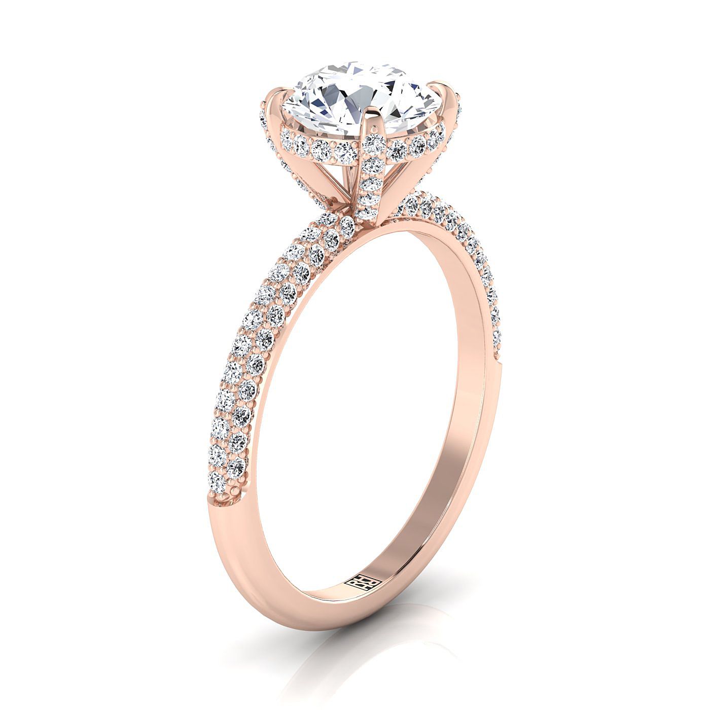 Select Triple Row Pavé styling on The Tina round engagement ring setting | RockHer