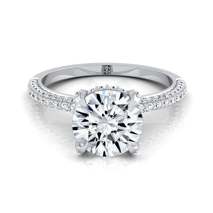 Round Brilliant, Diamond Encrusted Claw Triple Pavé, in 18K White Gold | RockHer