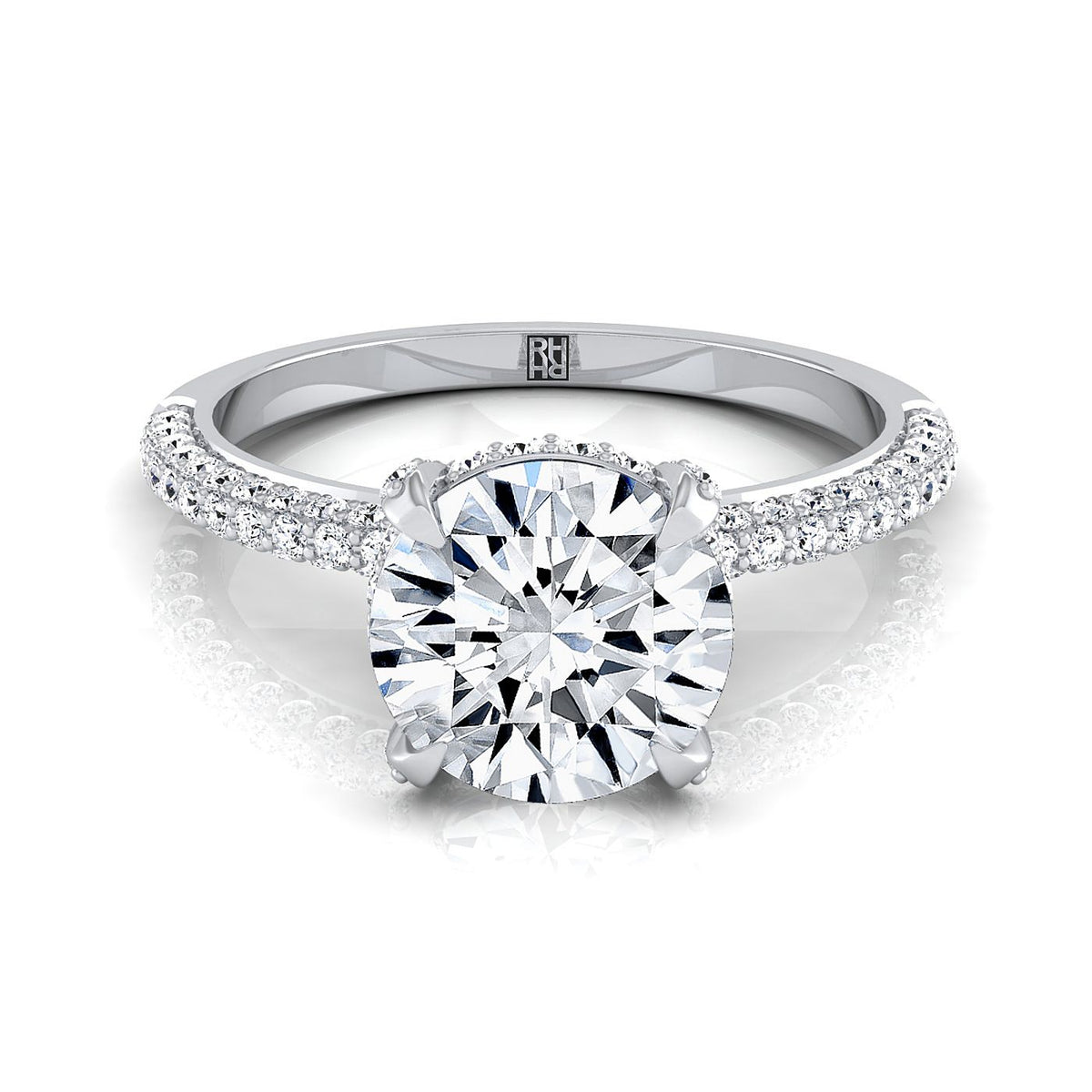 The Tina round engagement ring setting in Platinum | RockHer