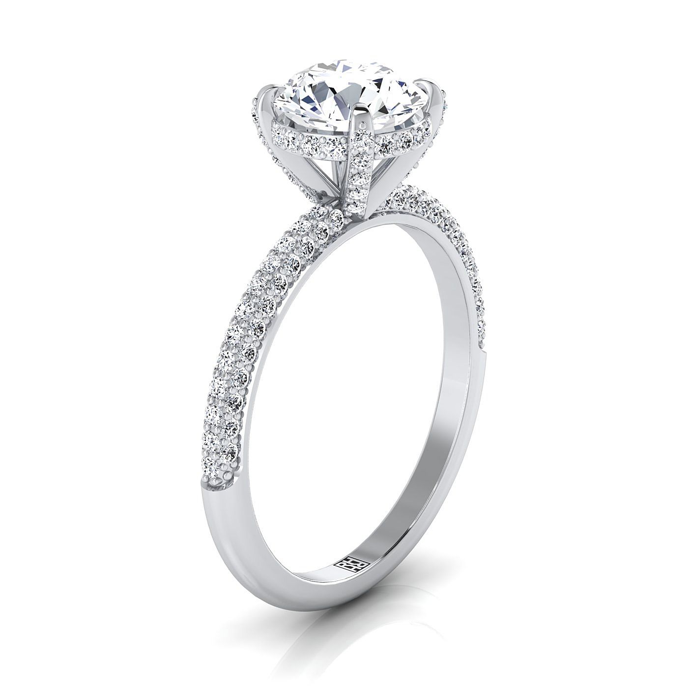 Select Triple Row Pavé styling on The Tina round engagement ring setting | RockHer