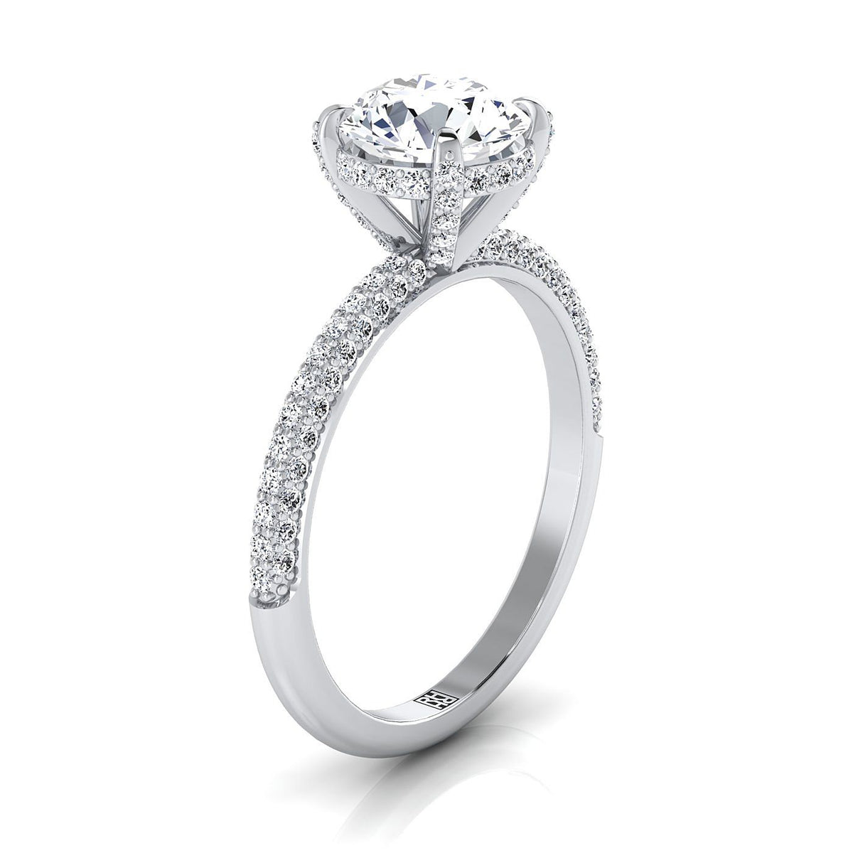 Select Triple Row Pavé styling on The Tina round engagement ring setting | RockHer