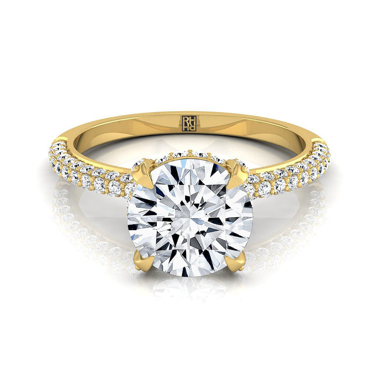 The Tina Select Triple Row Pavé Round Lab Diamond Engagement Ring in 18K Yellow Gold