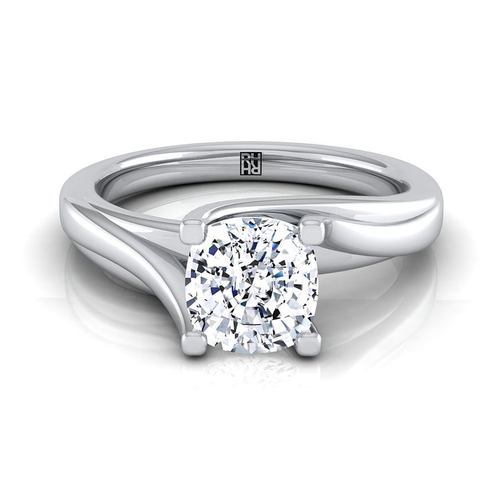 Twisted Bypass Solitaire Cushion, in Platinum | RockHer