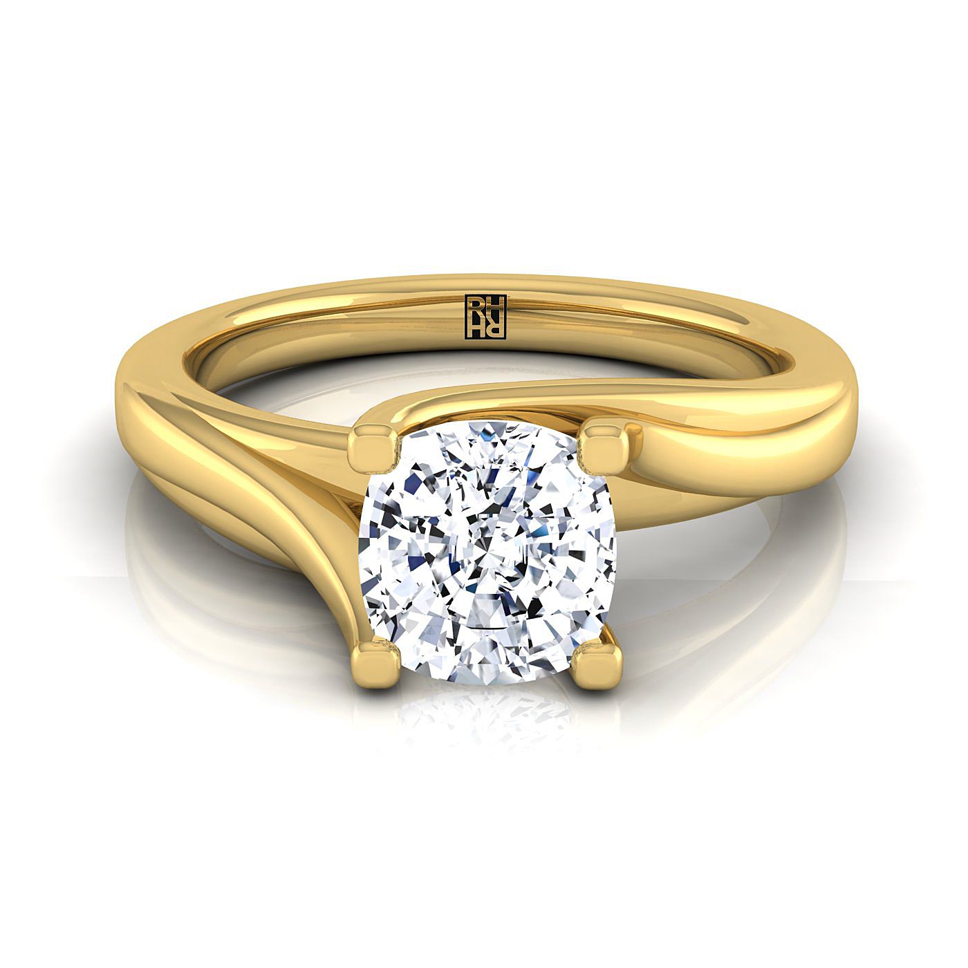 The Joplin cushion engagement ring setting in 18K Yellow Gold | RockHer