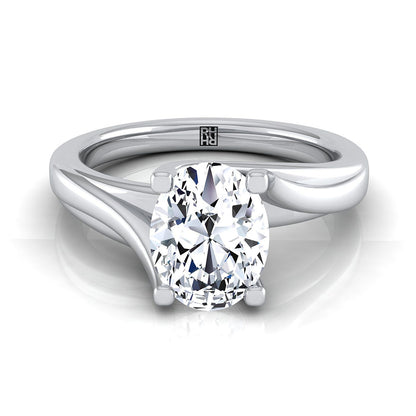 Twisted Bypass Solitaire Oval, in Platinum | RockHer