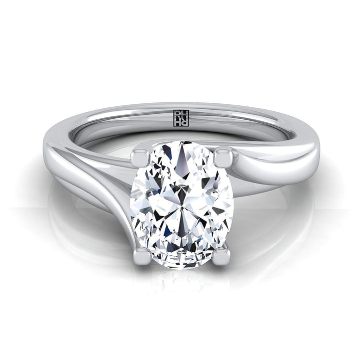 Twisted Bypass Solitaire Oval, in Platinum | RockHer