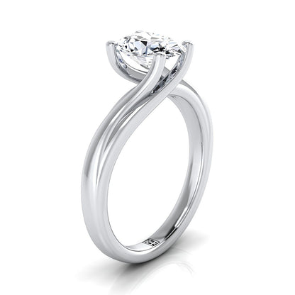 Twisted Bypass Solitaire Oval, in Platinum – side profile | RockHer