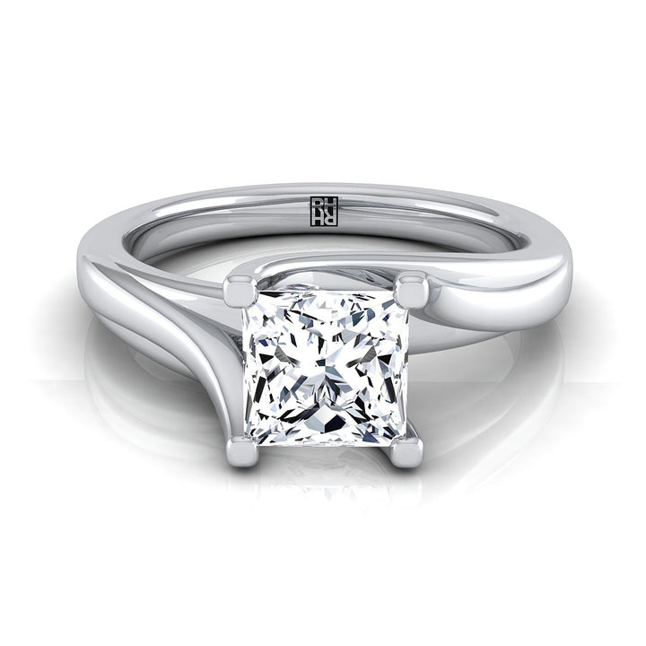 Twisted Bypass Solitaire Princess, in Platinum – view 8 | RockHer