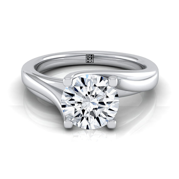 Round Brilliant, Twisted Bypass Solitaire, in Platinum | RockHer