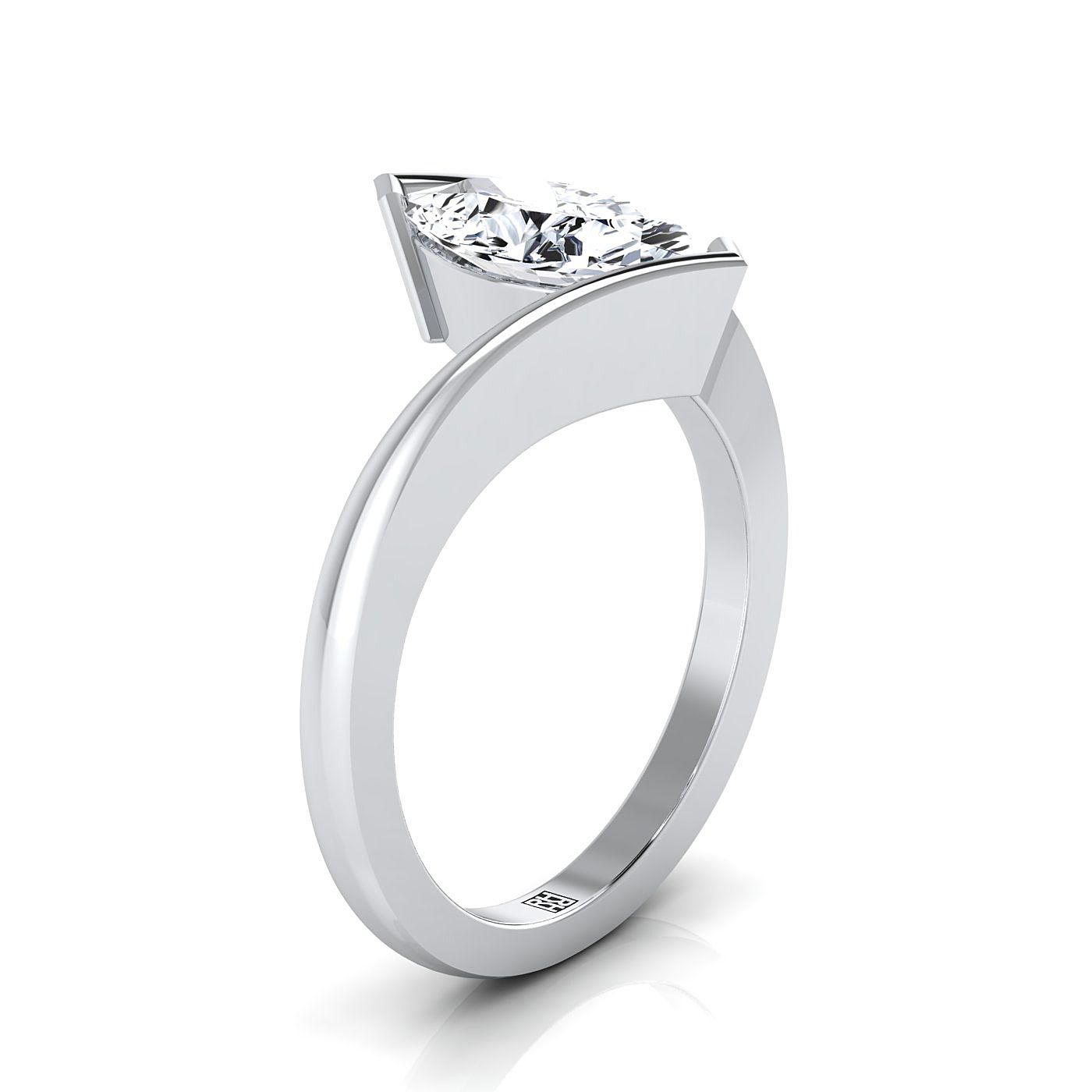 Select Bezel Solitaire styling on The Julia marquise engagement ring setting | RockHer