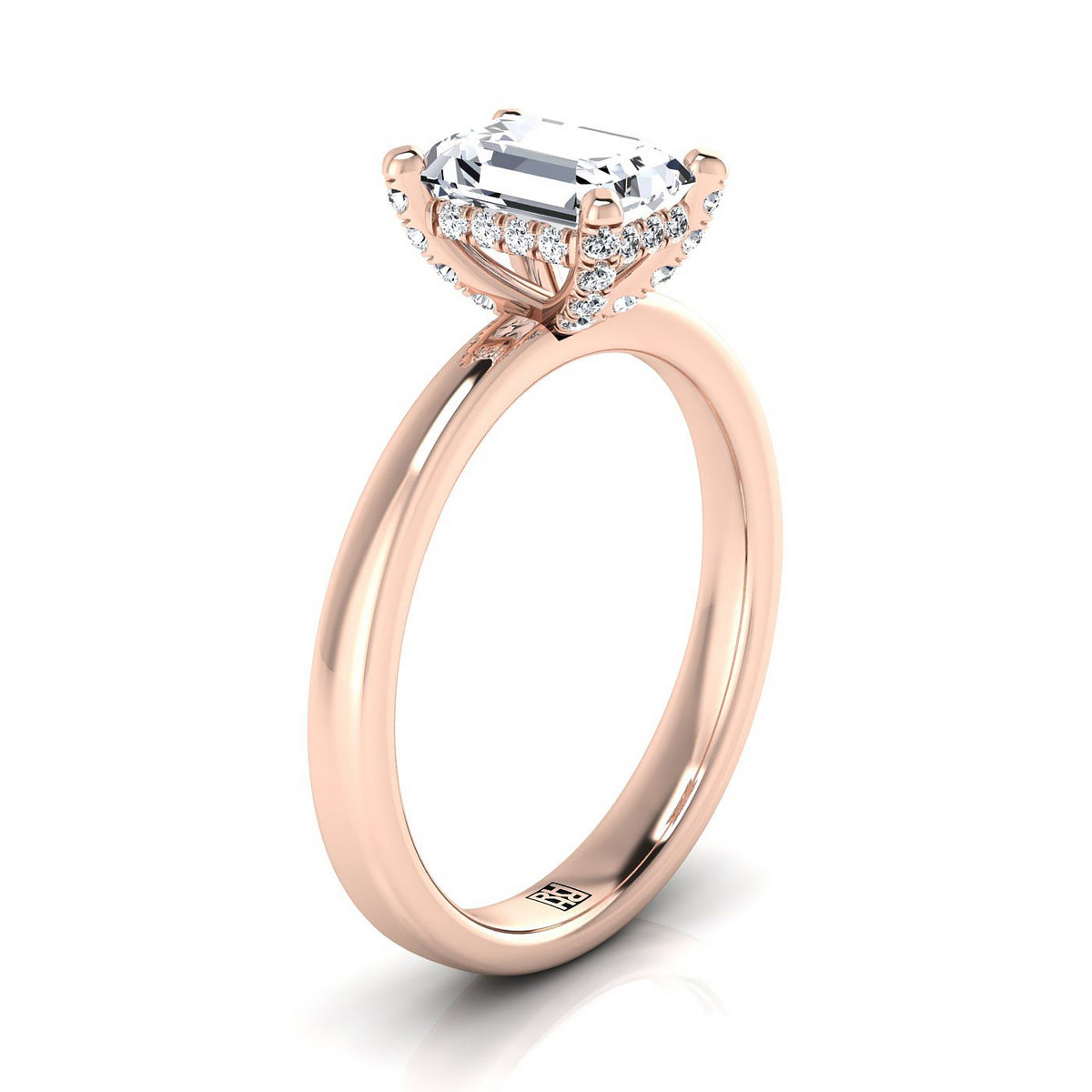 Select Hidden Halo Cut styling on The Lana emerald engagement ring setting | RockHer