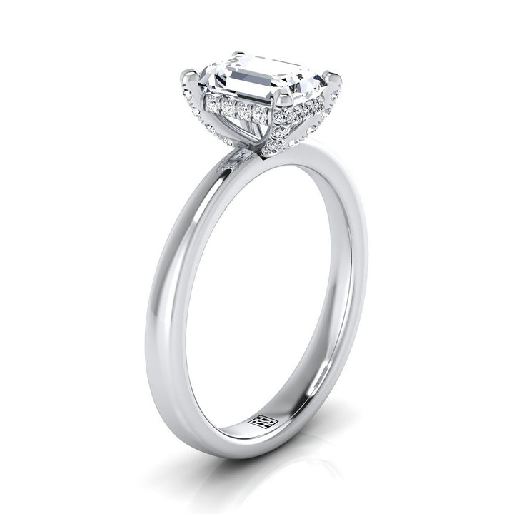 Lana Select Hidden Halo Emerald Cut Lab Diamond Engagement Ring in Platinum | RockHer