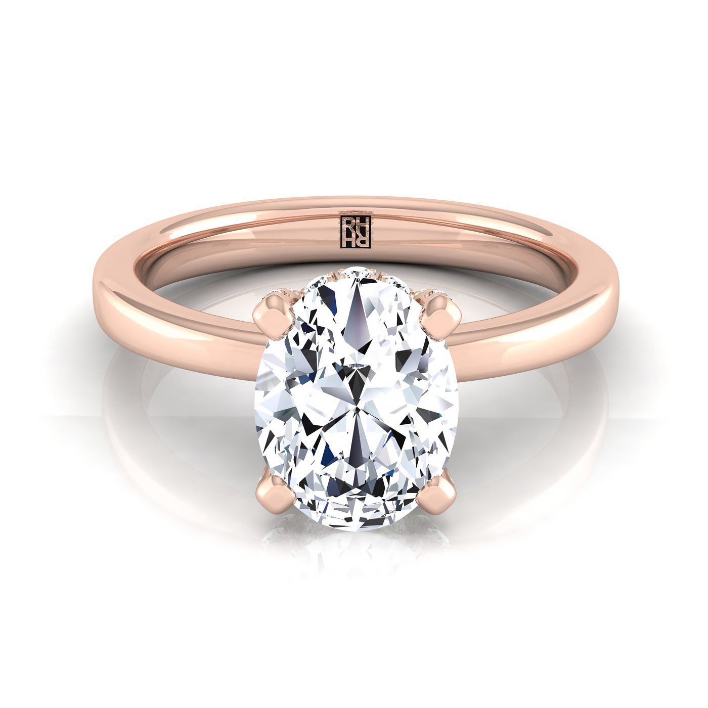 Lana Select Hidden Halo Oval Lab Diamond Engagement Ring in 14K Rose Gold | RockHer