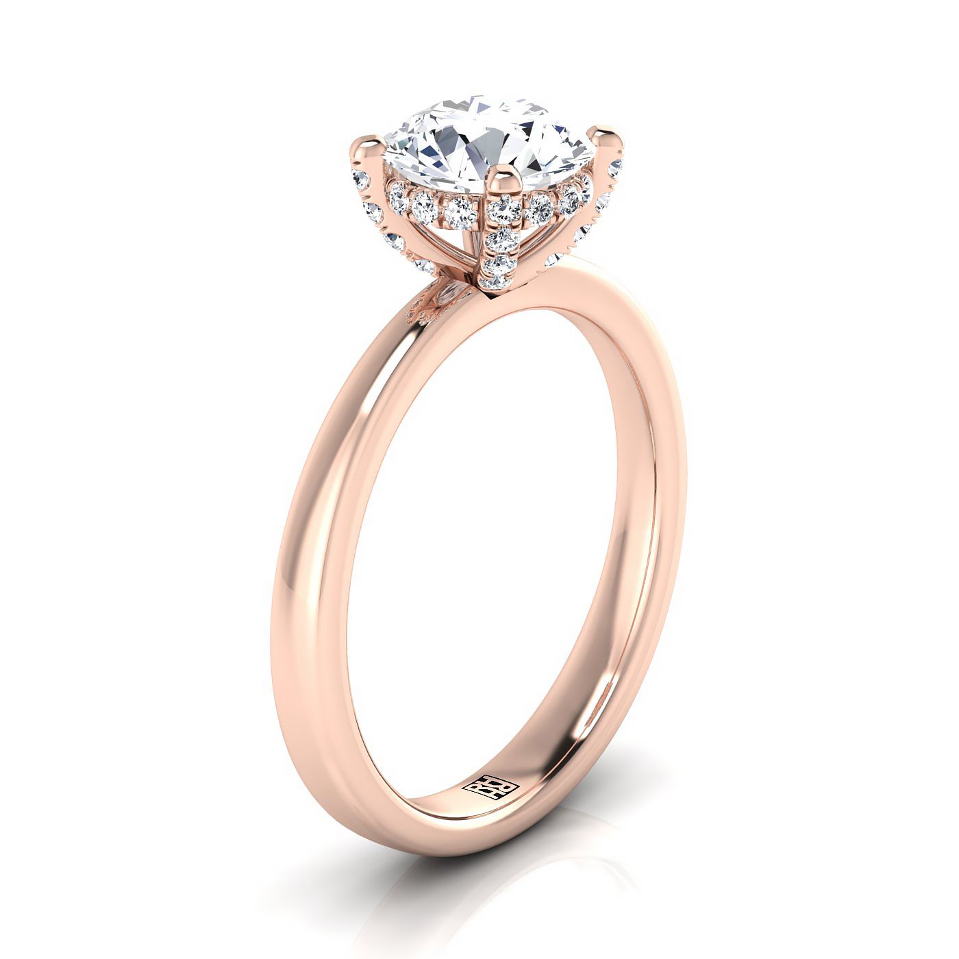 RockHer atelier photo of The Lana round engagement ring setting in 14K Rose Gold