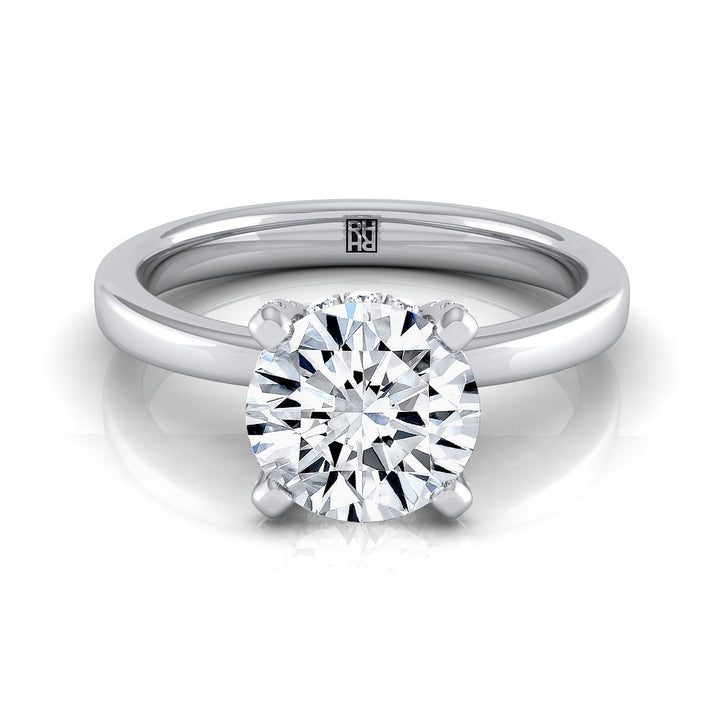 Round Brilliant, Secret Halo Adorned Prong Solitaire, in Platinum – view 8 | RockHer