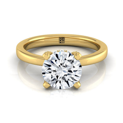Round Brilliant, Secret Halo Adorned Prong Solitaire, in 18K Yellow Gold – view 8 | RockHer