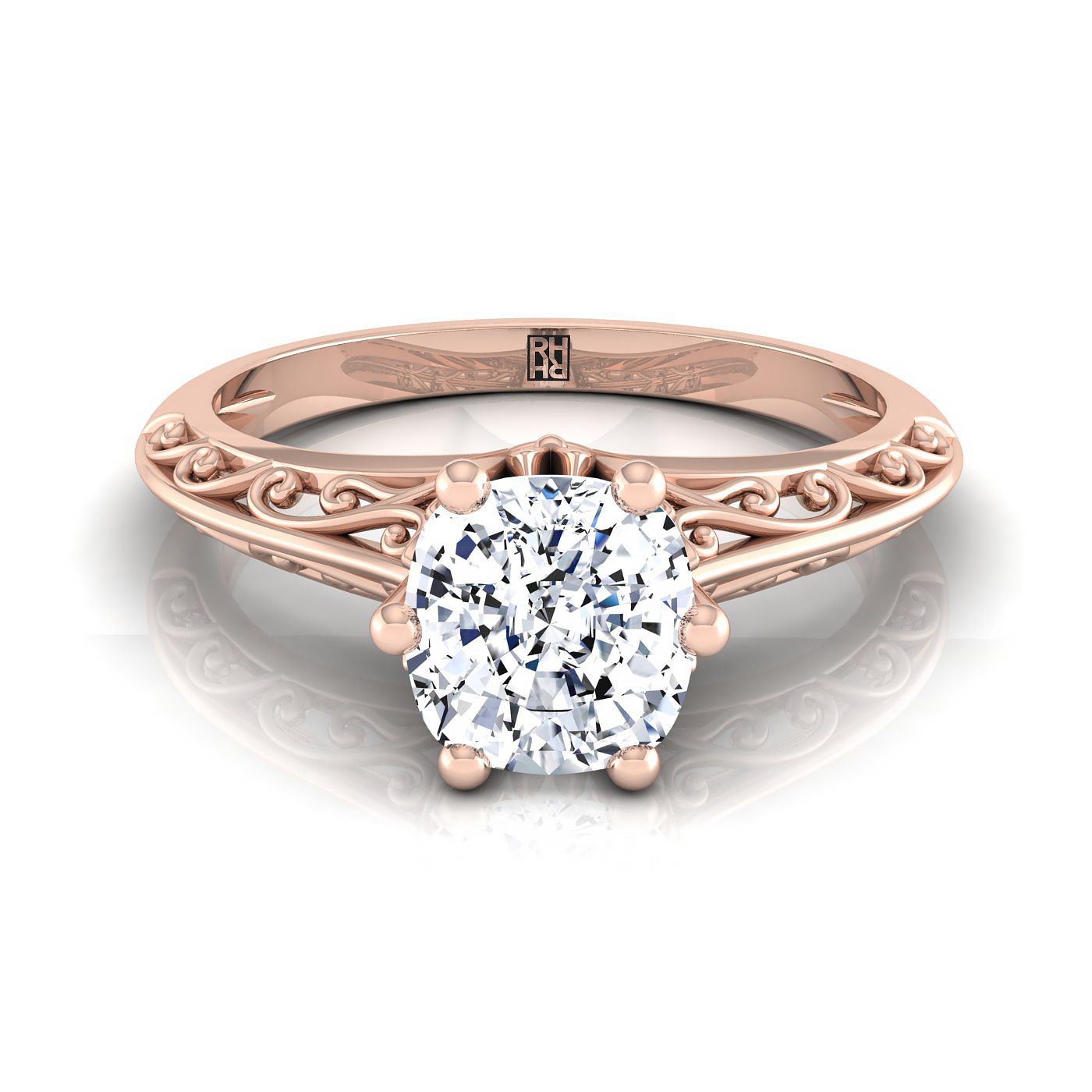 The Layla Select Vintage Solitaire Engagement Ring with Lab Diamond in 14K Rose Gold - view 1