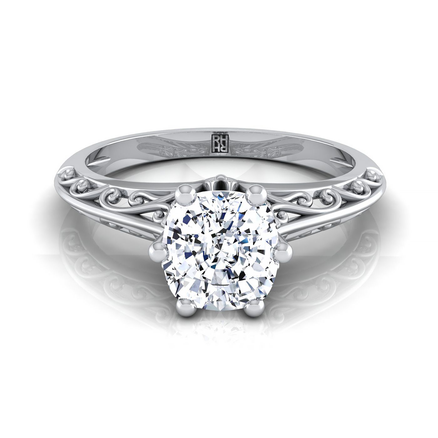 The Layla Select Vintage Solitaire Engagement Ring with Lab Diamond in 18K White Gold - view 1