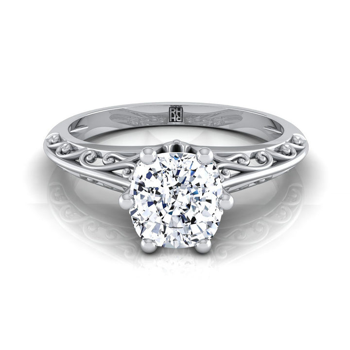 The Layla Select Vintage Solitaire Engagement Ring with Lab Diamond in 18K White Gold - view 1
