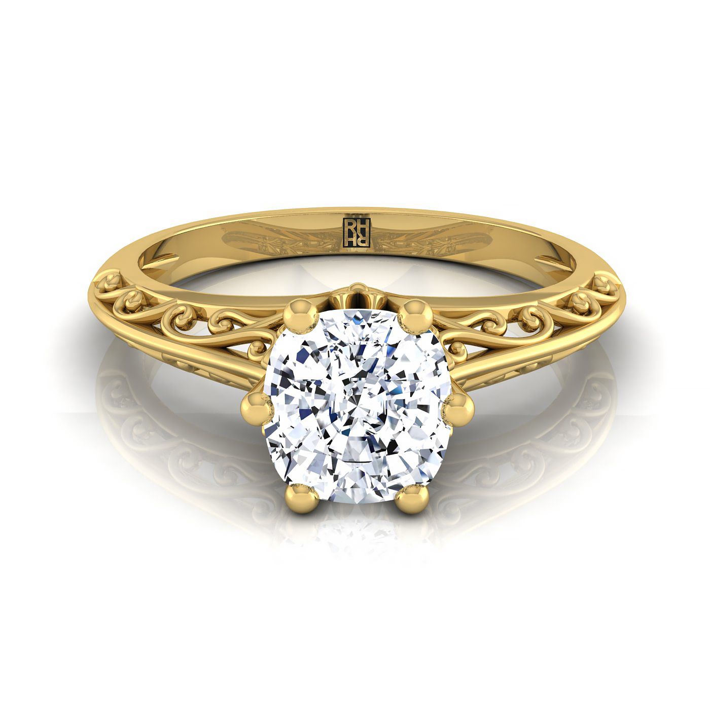 The Layla Select Vintage Solitaire Engagement Ring with Lab Diamond in 18K Yellow Gold - view 1