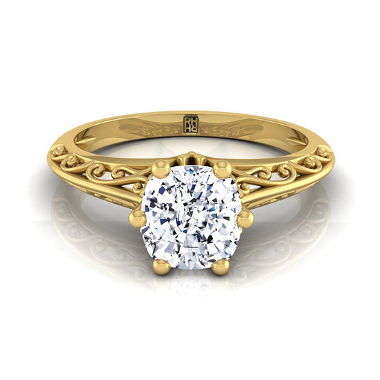 The Layla cushion engagement ring setting in 18K Yellow Gold | RockHer
