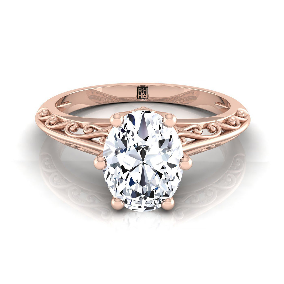 The Layla oval engagement ring setting in 14K Rose Gold | RockHer