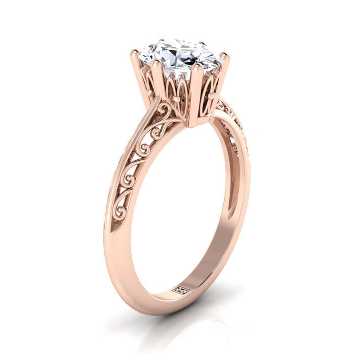 The Layla Select Vintage Solitaire Engagement Ring with Lab Diamond in 14K Rose Gold - view 2