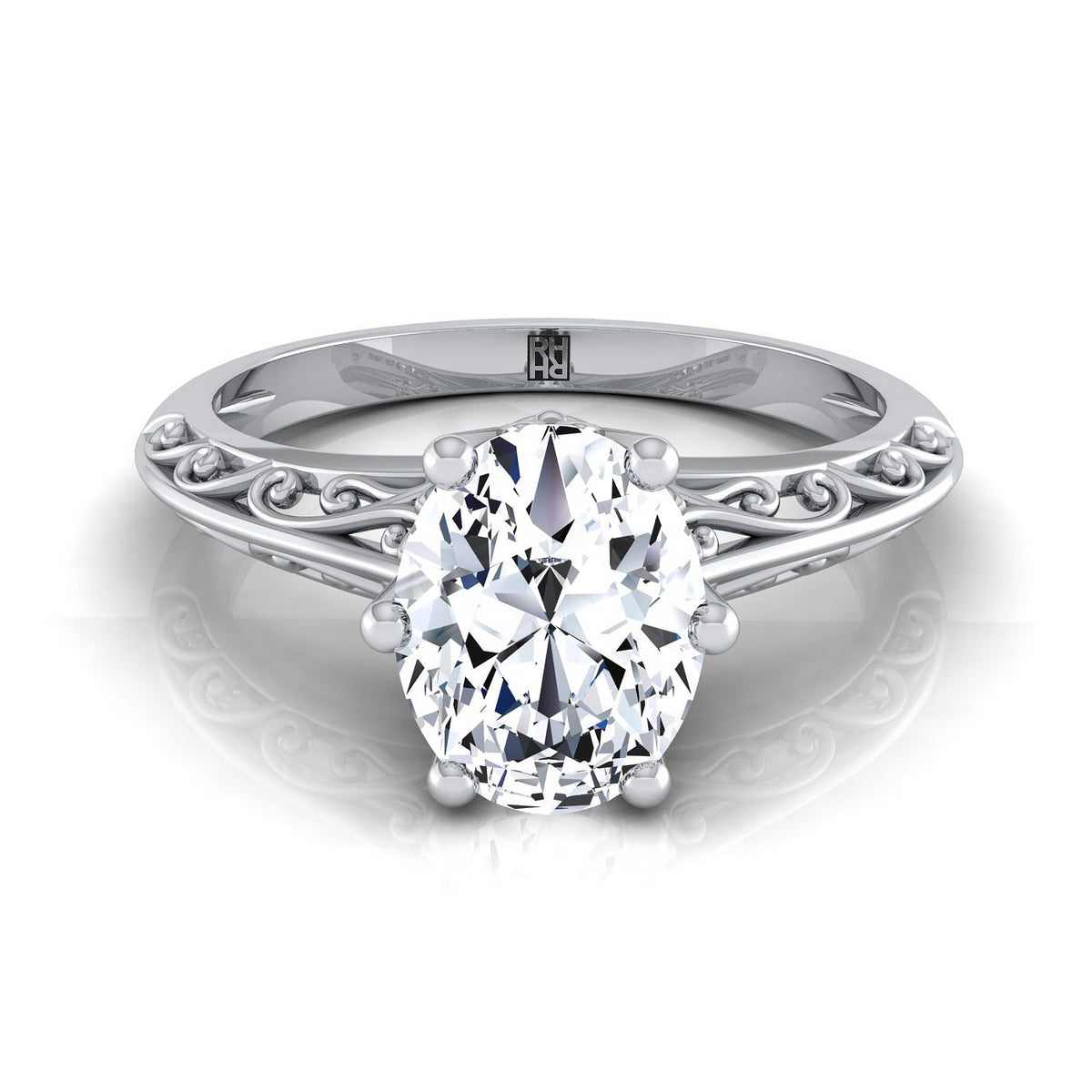 The Layla oval engagement ring setting in 18K White Gold | RockHer