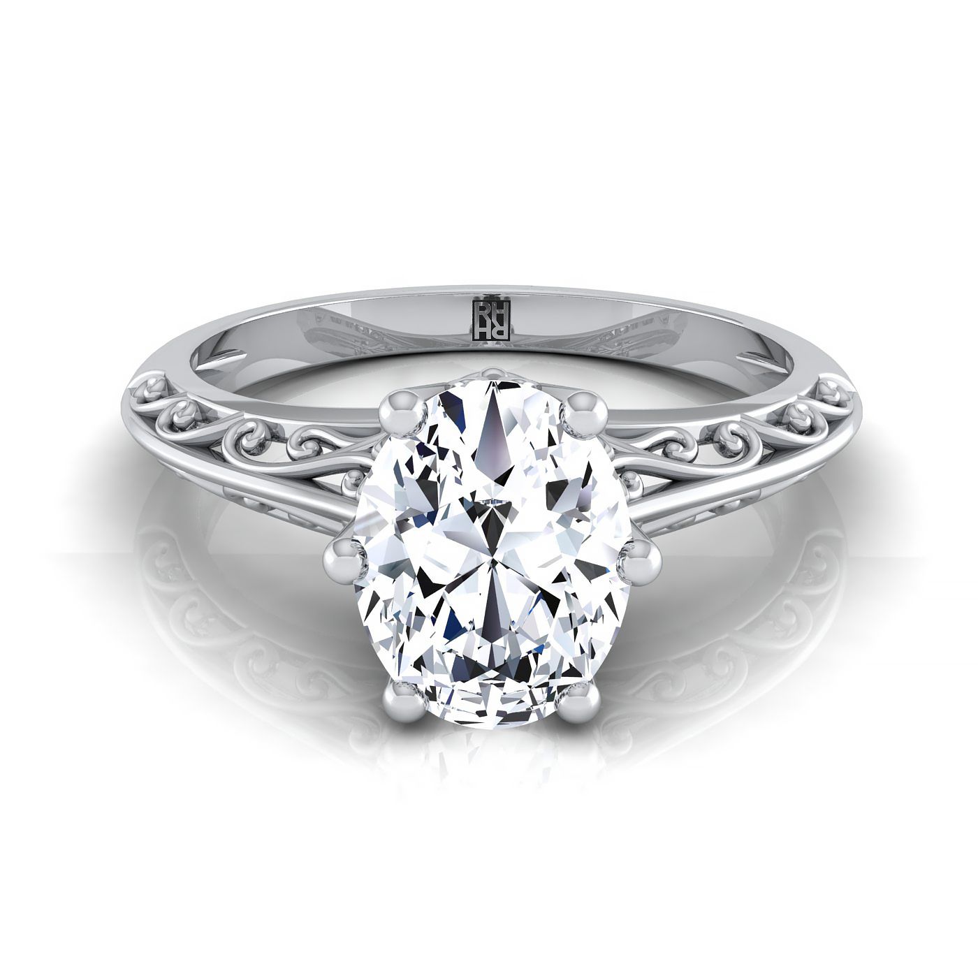 The Layla Select Vintage Solitaire Engagement Ring with Lab Diamond in 18K White Gold - view 1