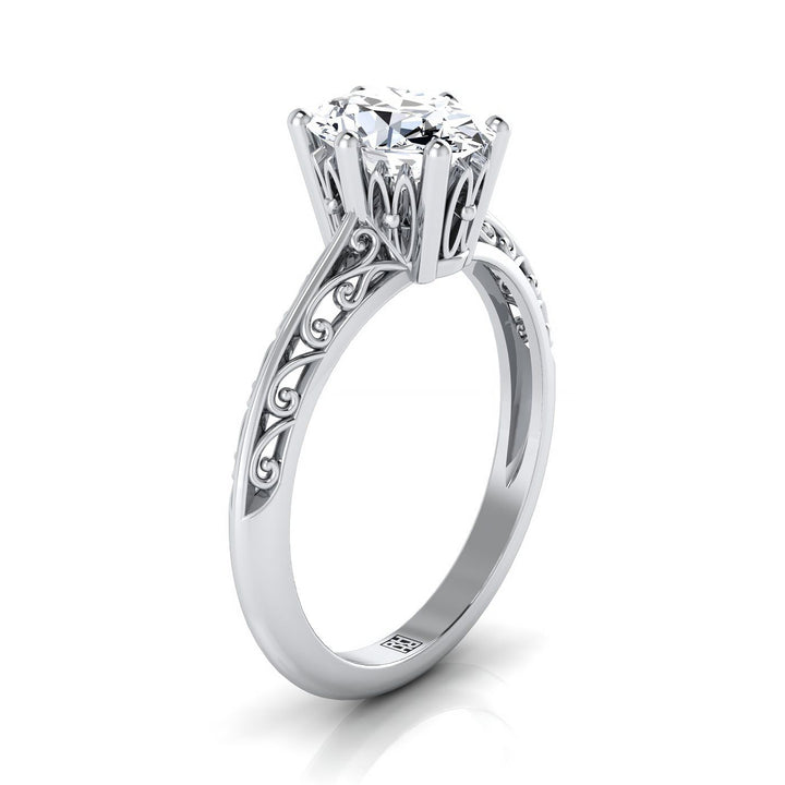 The Layla Select Vintage Solitaire Engagement Ring with Lab Diamond in 18K White Gold - view 2