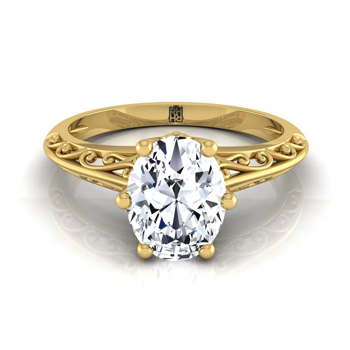 The Layla oval engagement ring setting in 18K Yellow Gold | RockHer