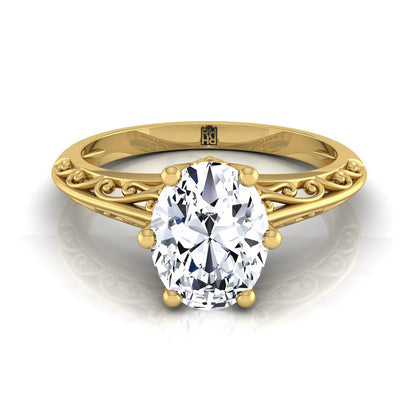 The Layla Select Vintage Solitaire Engagement Ring with Lab Diamond in 18K Yellow Gold - view 1