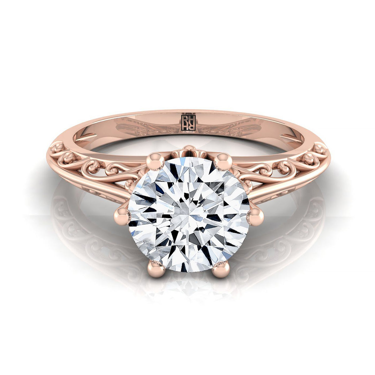 The Layla round engagement ring setting in 14K Rose Gold | RockHer