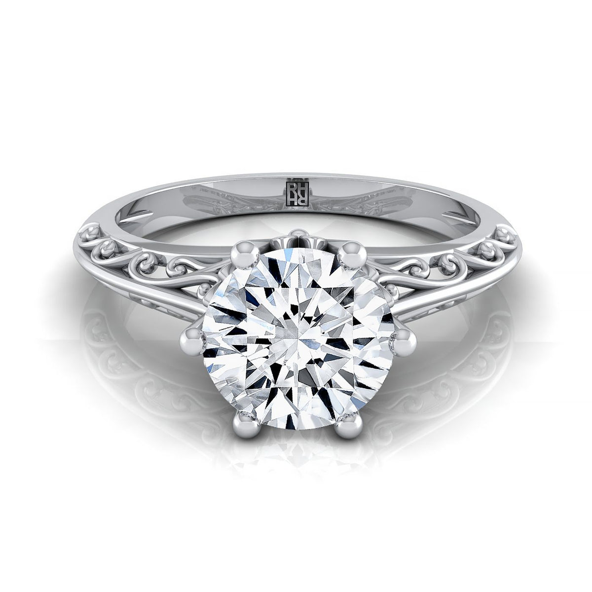 The Layla round engagement ring setting in Platinum | RockHer
