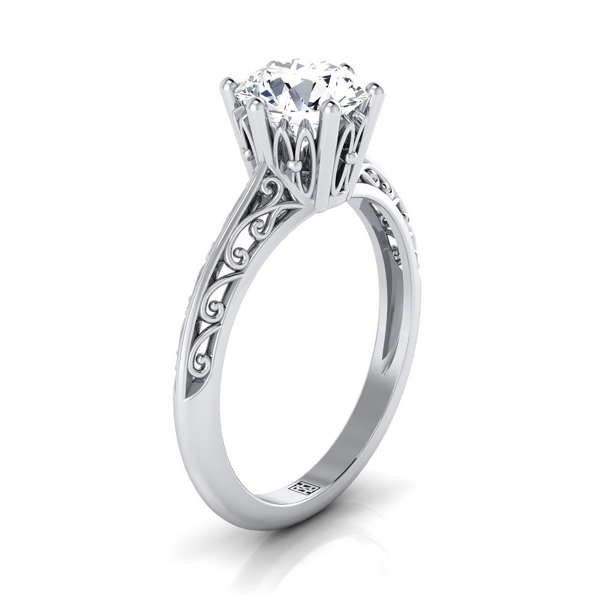 Select Vintage Solitaire styling on The Layla round engagement ring setting | RockHer
