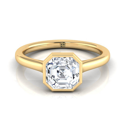 Simple Bezel Solitaire Asscher, in 18K Yellow Gold | RockHer