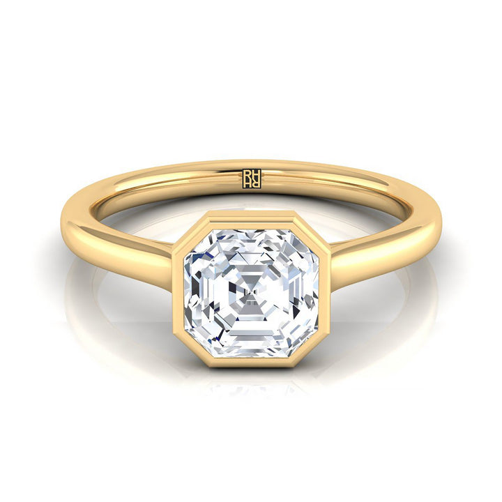 Simple Bezel Solitaire Asscher, in 18K Yellow Gold | RockHer