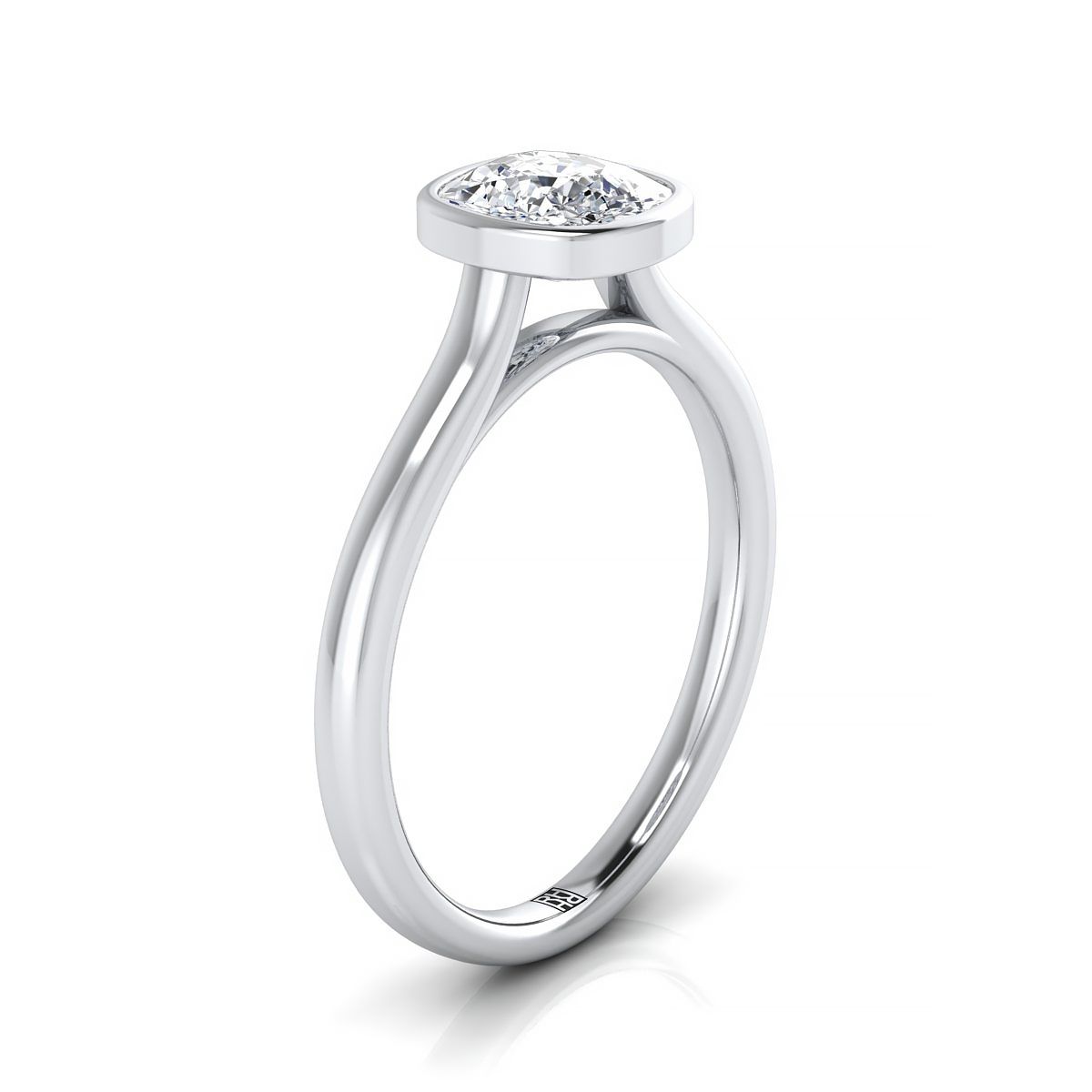 RockHer atelier photo of The Duran cushion engagement ring setting in 18K White Gold