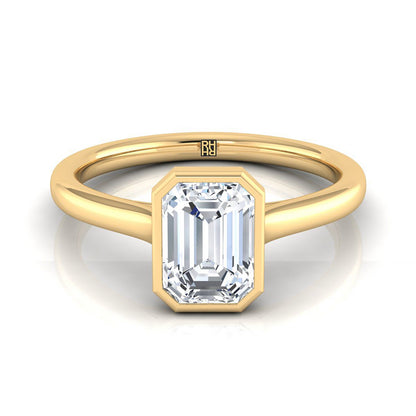 European Cut, Simple Bezel Solitaire Emerald, in 18K Yellow Gold | RockHer