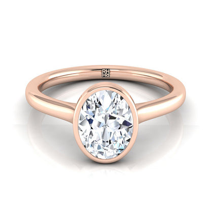 Duran Select Simple Bezel Solitaire Oval Lab Diamond Engagement Ring in 14K Rose Gold | RockHer
