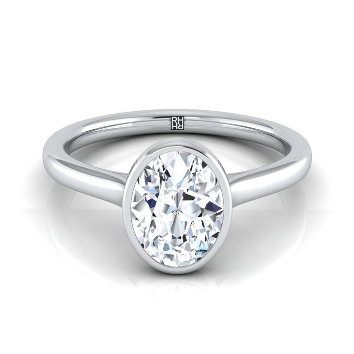 Simple Bezel Solitaire Oval, in Platinum | RockHer