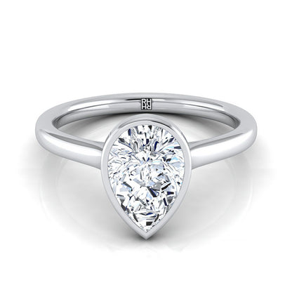 Simple Bezel Solitaire Pear Shape, in 18K White Gold | RockHer