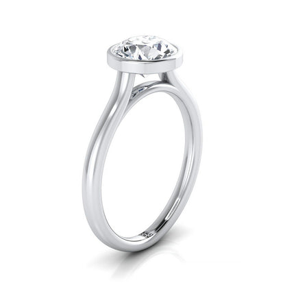 Round Brilliant, Simple Bezel Solitaire, in Platinum – view 9 | RockHer