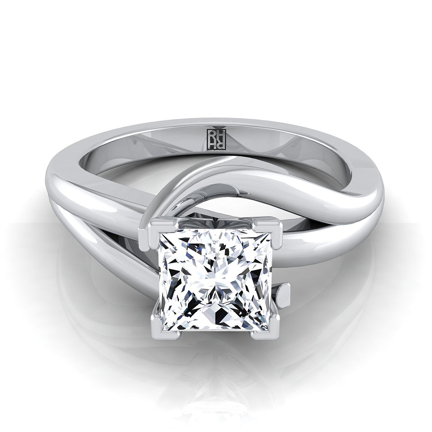 The Leah Select Solitaire Engagement Ring with Lab Diamond in 18K White Gold - view 1
