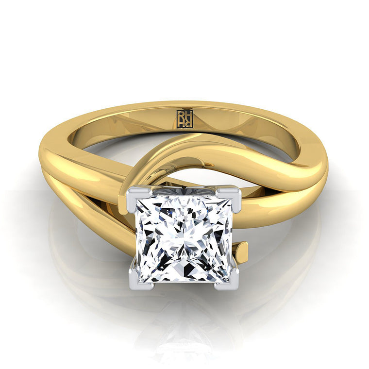 The Leah Select Solitaire Princess Cut Lab Diamond Engagement Ring in 18K Yellow Gold