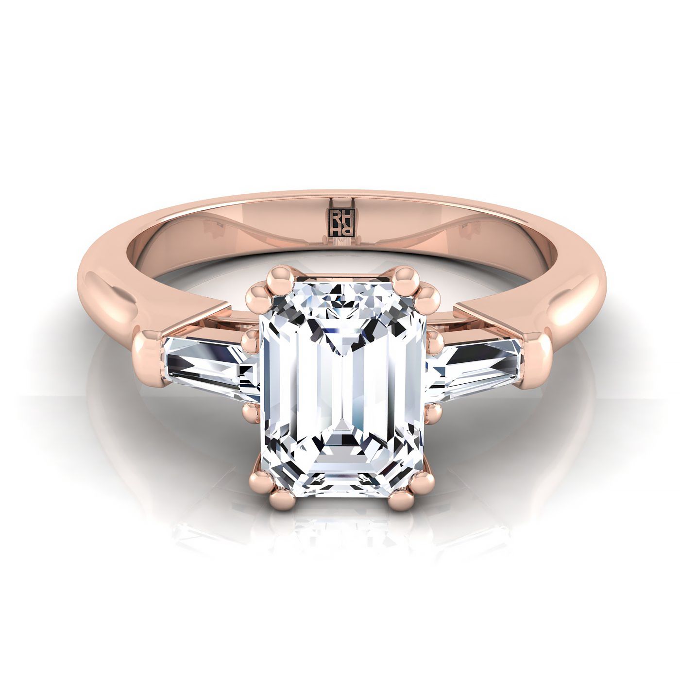 The Lily Select Three Stone Engagement Ring with Lab Diamond in 14K Rose Gold - view 1