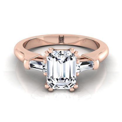 The Lily Select Three Stone Engagement Ring with Lab Diamond in 14K Rose Gold - view 1