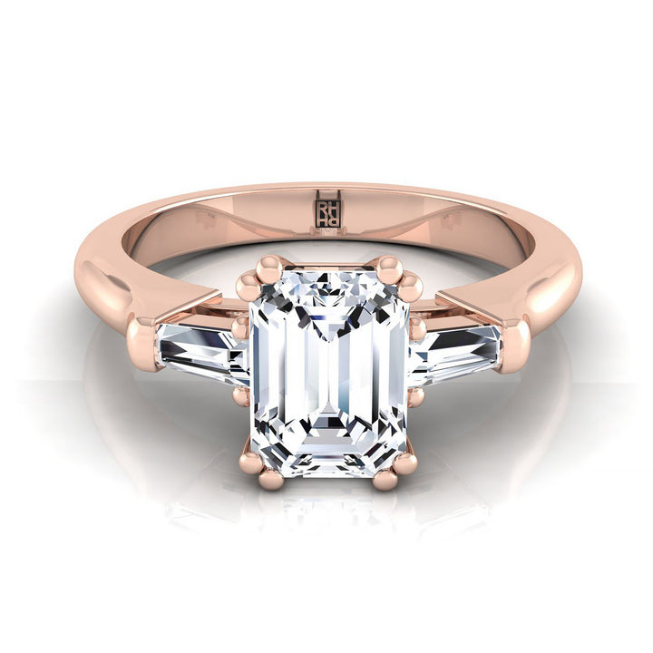 The Lily Select Three Stone Engagement Ring with Lab Diamond in 14K Rose Gold - view 1